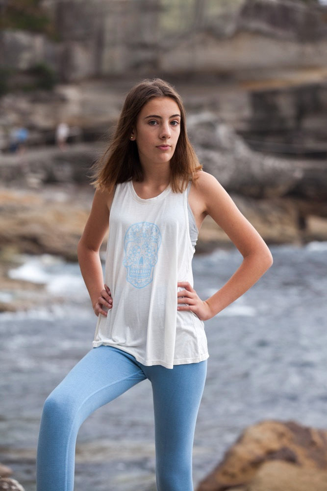 Swing Racer Tank Bamboo Sugar skull Rose