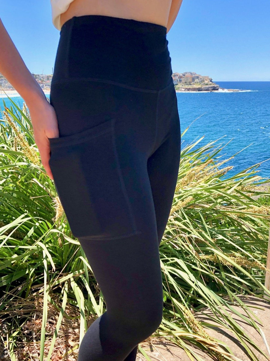 High Waisted Leggings With Pocket / Stretchy Hemp and Organic Cotton 