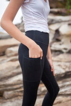 Load image into Gallery viewer, BondiEco bamboo, organic cotton, leggings.  High waisted, slimming, with pockets. Perfect for yoga and pilates.