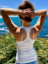 Load image into Gallery viewer, BondiEco white stretch racer in bamboo. Sustainable and great for sensitive skin.