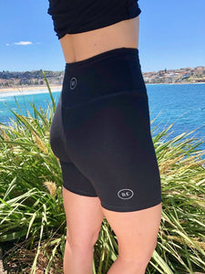 BondiEco cycle shorts. Breathable bamboo, organic cotton, short leggings.  High waisted, slimming. Perfect for yoga and pilates.