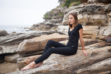 Load image into Gallery viewer, BondiEco Bamboo, organic cotton, leggings.  Black. High waisted, slimming. Perfect for yoga and pilates.