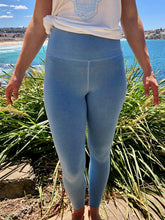 Load image into Gallery viewer, BondiEco Bamboo, organic cotton, leggings.  Light Blue. High waisted, slimming. Perfect for yoga and pilates.