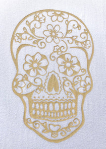 BondiEco Long sleeve luxe modal t-shirt with subtle gold sugar skull print.