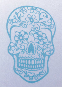 BondiEco Long sleeve luxe modal t-shirt with subtle light blue sugar skull print.