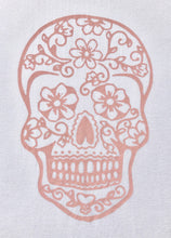 Load image into Gallery viewer, BondiEco Long sleeve luxe modal t-shirt with subtle rose sugar skull print.