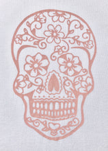 Load image into Gallery viewer, Long Sleeve T-shirt - Sugar skull design - Modal fabric - White/Light Blue